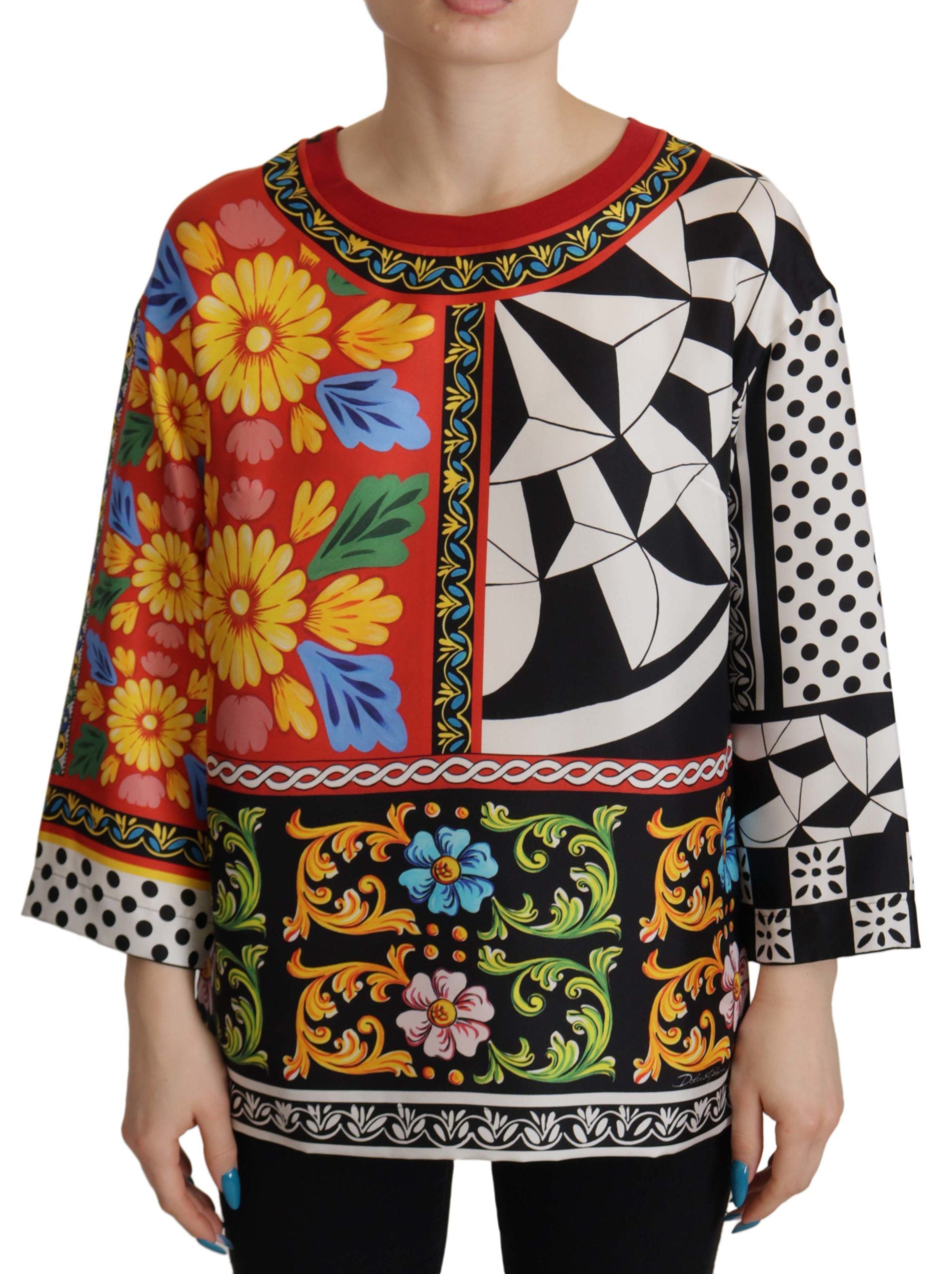 Dolce &amp; Gabbana Multicolor Printed Baroque Loose Long Sleeve