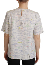 Dolce &amp; Gabbana White Cotton Algebra Print Short Sleeves Top