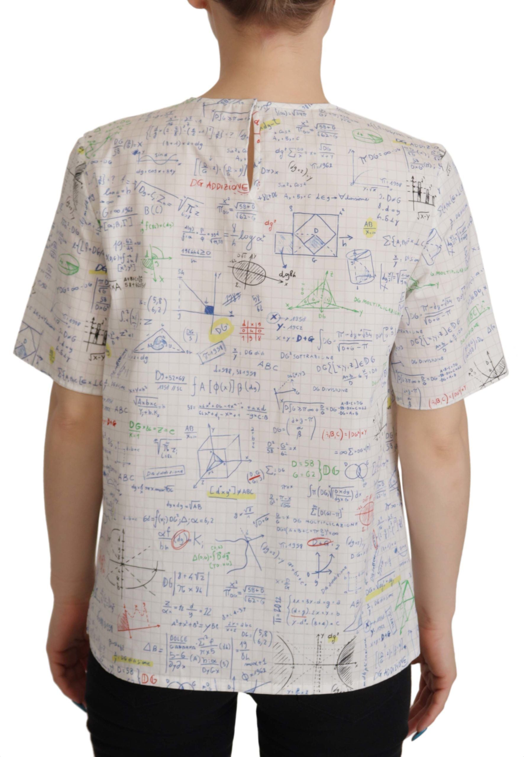 Dolce &amp; Gabbana White Cotton Algebra Print Short Sleeves Top