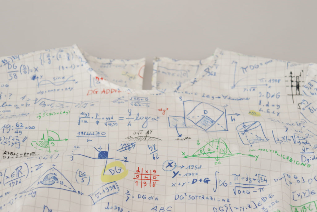 Dolce &amp; Gabbana White Cotton Algebra Print Short Sleeves Top