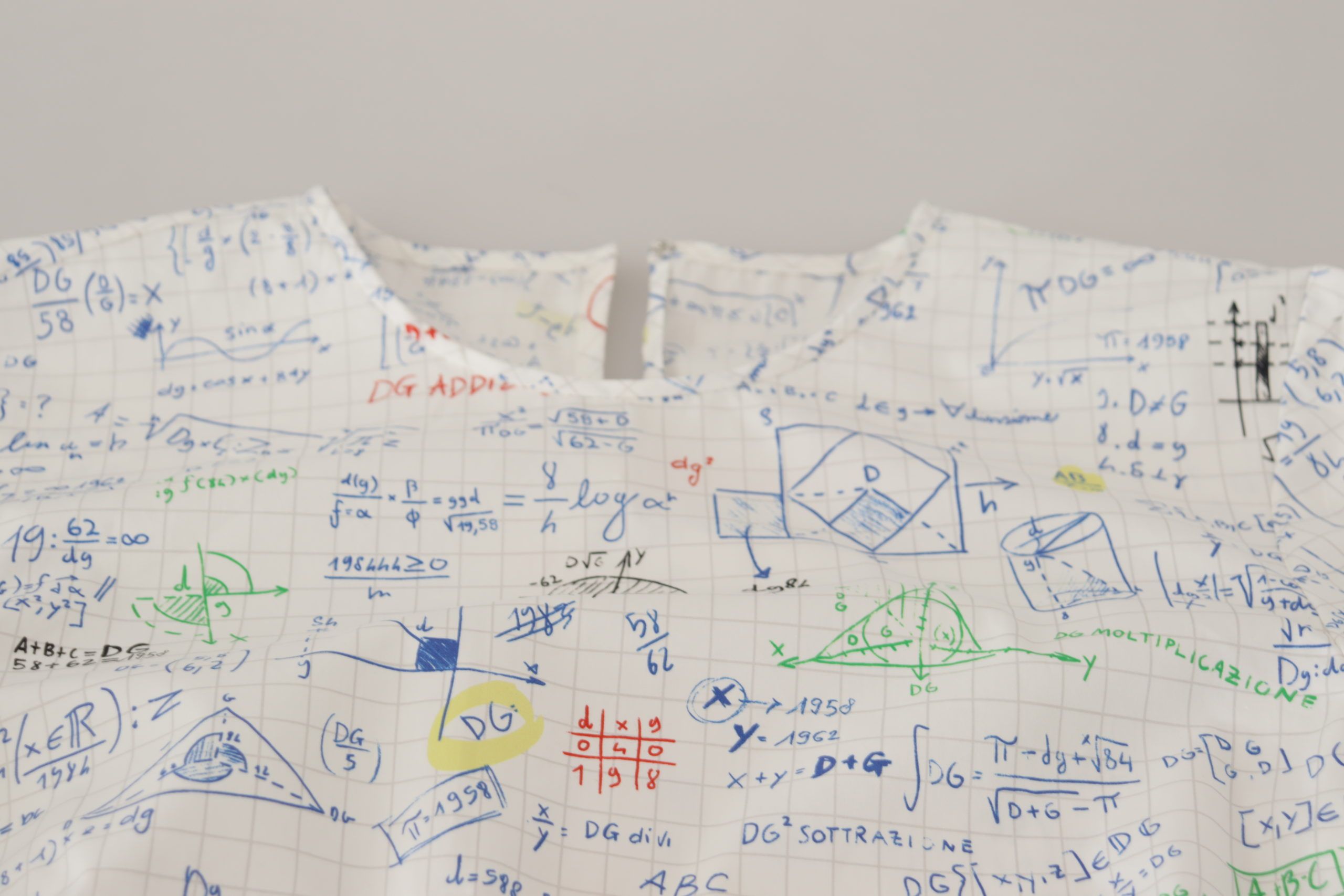 Dolce &amp; Gabbana White Cotton Algebra Print Short Sleeves Top
