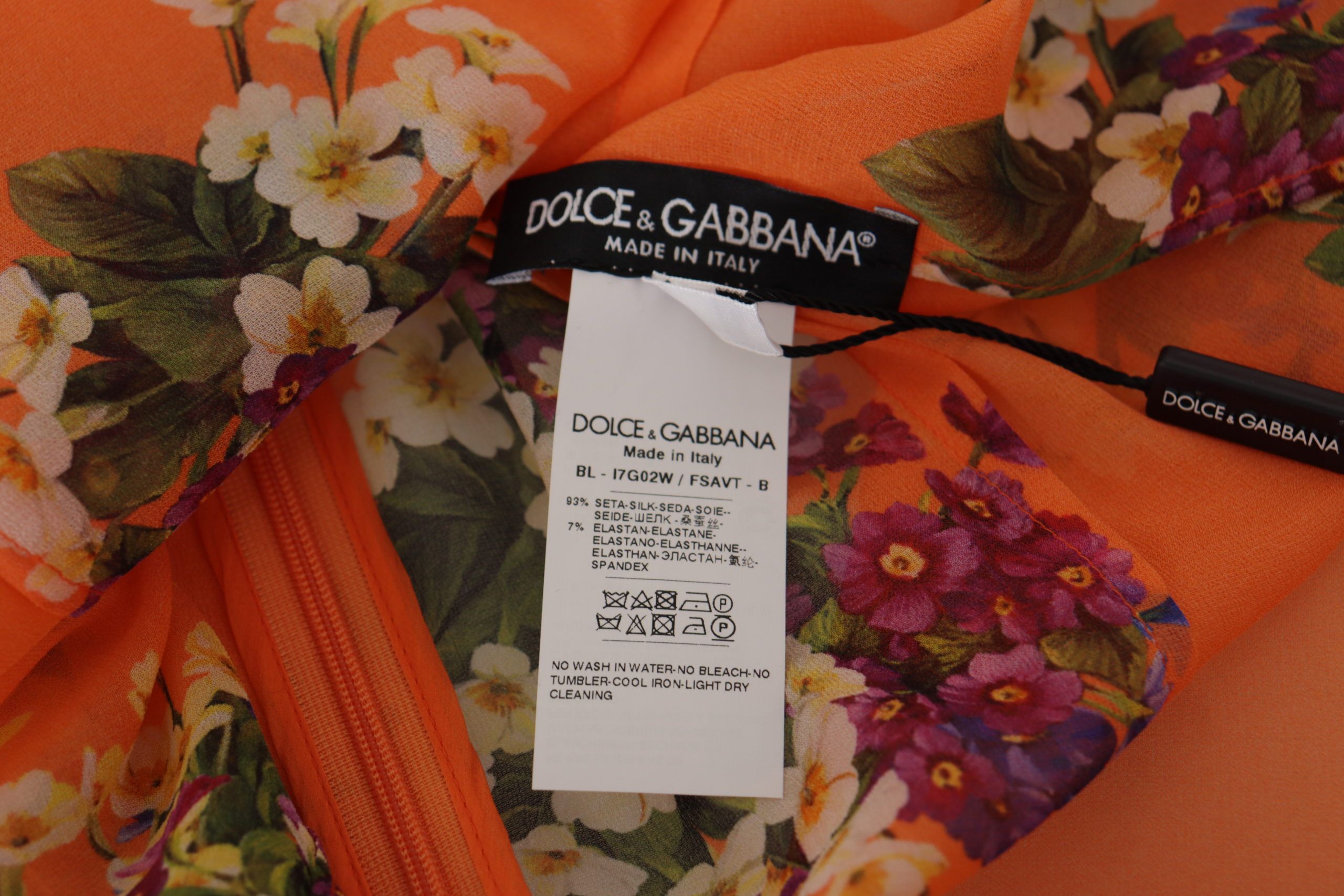 Dolce &amp; Gabbana Orange Floral Print Long Sleeve Blouse