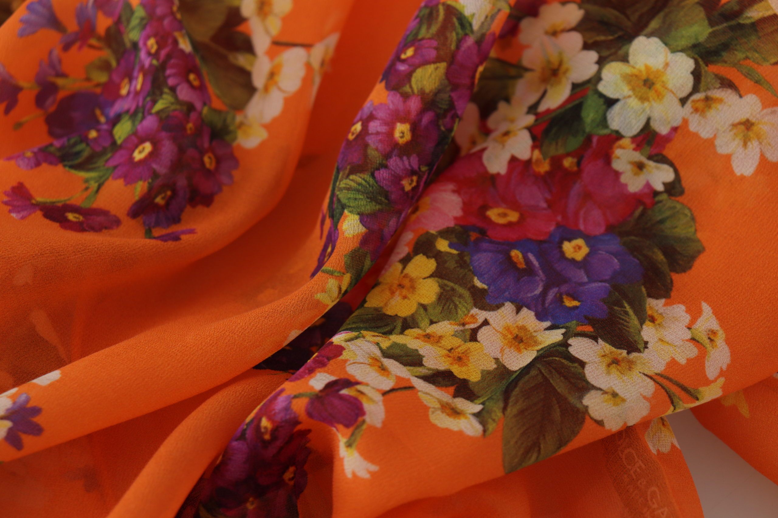 Dolce &amp; Gabbana Orange Floral Print Long Sleeve Blouse