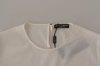 Dolce &amp; Gabbana White Silk DG Logo Embroidered Long Sleeves Blouse