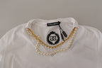 Dolce &amp; Gabbana White Necklace Embellished Neckline T-shirt Top