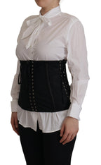 Dolce &amp; Gabbana Black Corset Belt Stretch Waist Strap Top