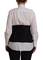 Dolce &amp; Gabbana Black Corset Belt Stretch Waist Strap Top
