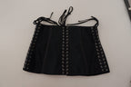 Dolce &amp; Gabbana Black Corset Belt Stretch Waist Strap Top