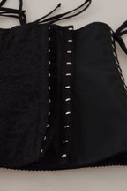 Dolce &amp; Gabbana Black Corset Belt Stretch Waist Strap Top
