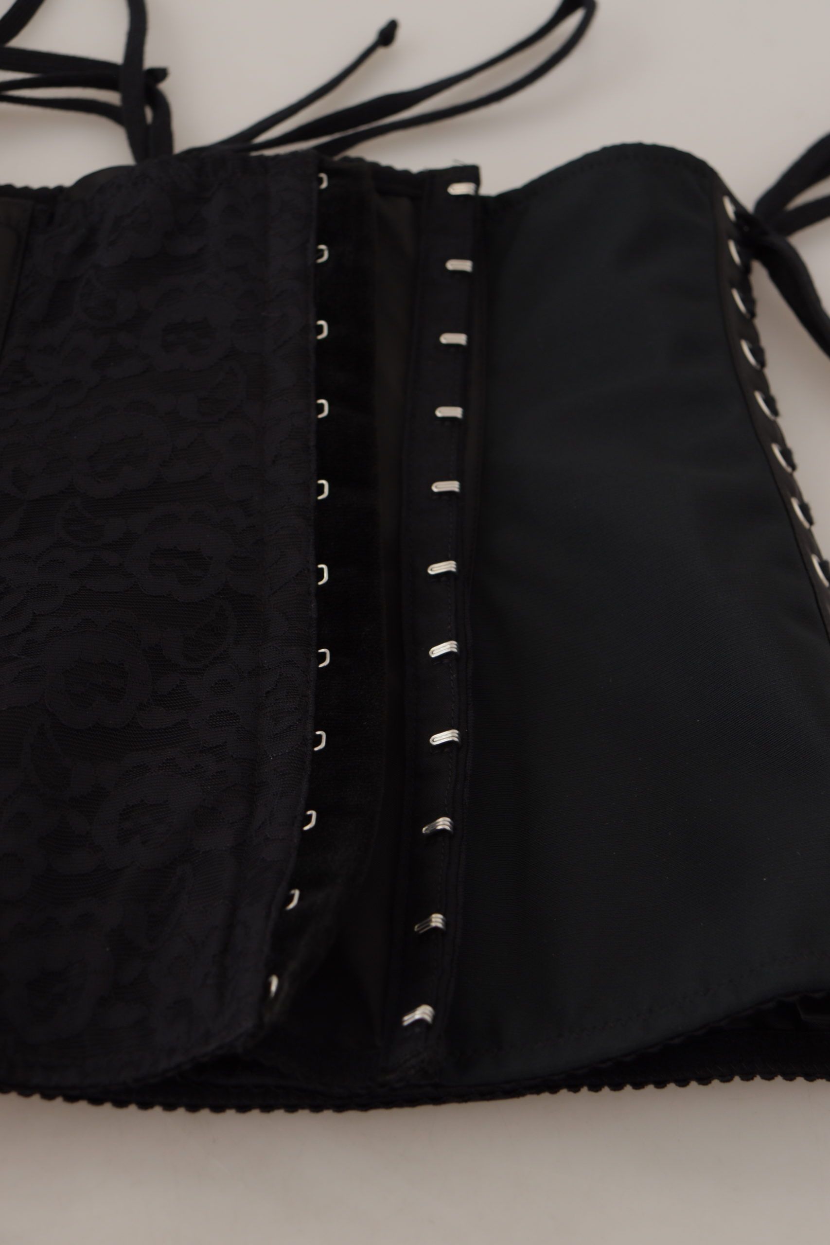 Dolce &amp; Gabbana Black Corset Belt Stretch Waist Strap Top