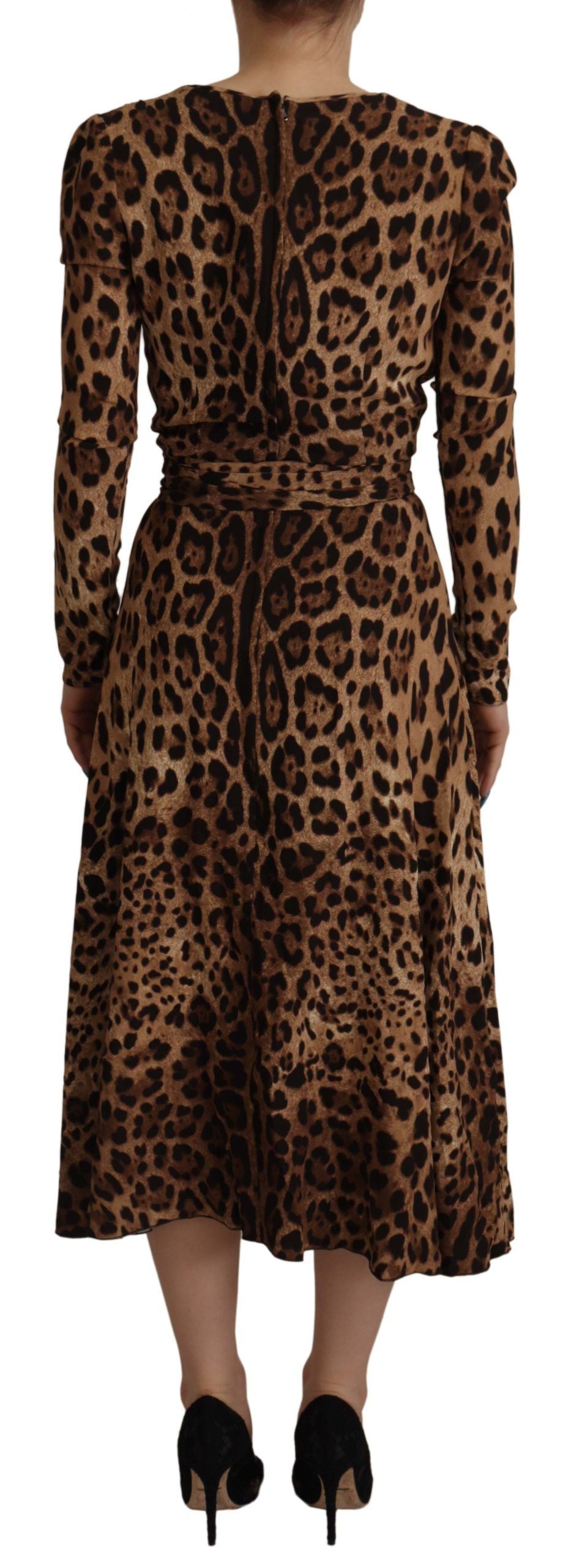 Dolce &amp; Gabbana Brown Leopard Wrap A-line Maxi Viscose Dress