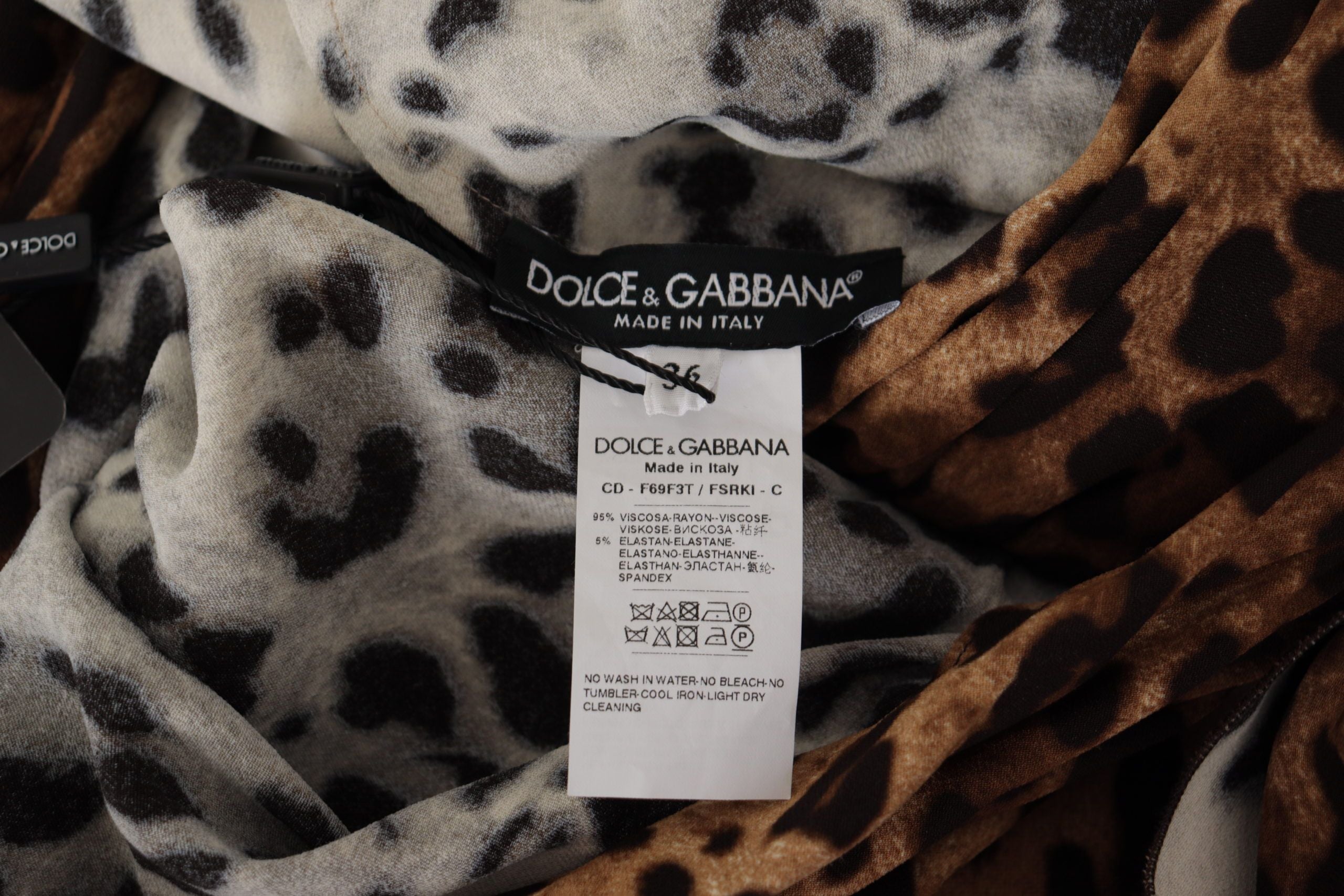 Dolce &amp; Gabbana Brown Leopard Wrap A-line Maxi Viscose Dress