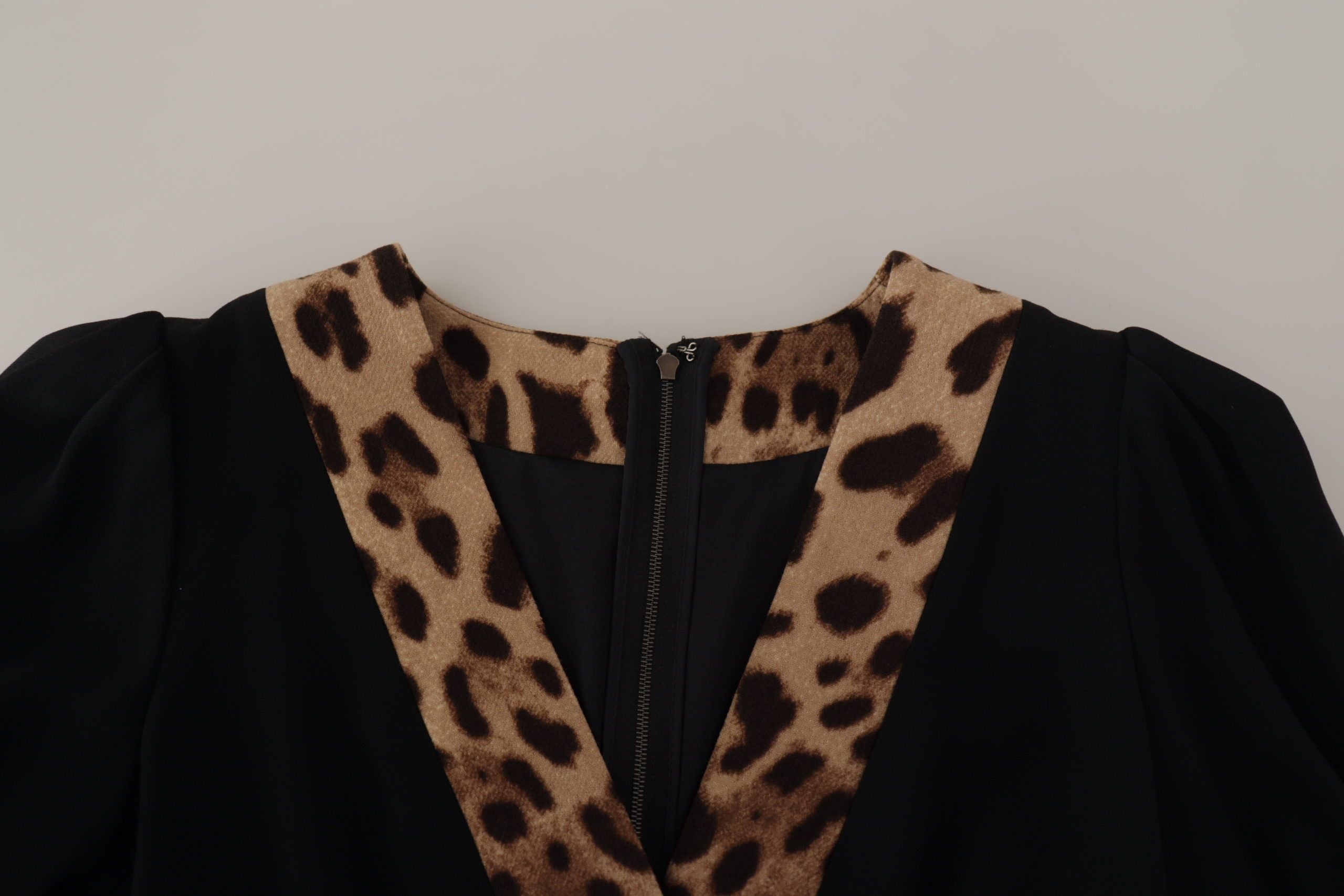 Dolce &amp; Gabbana Black Leopard A-line Knee Length Dress
