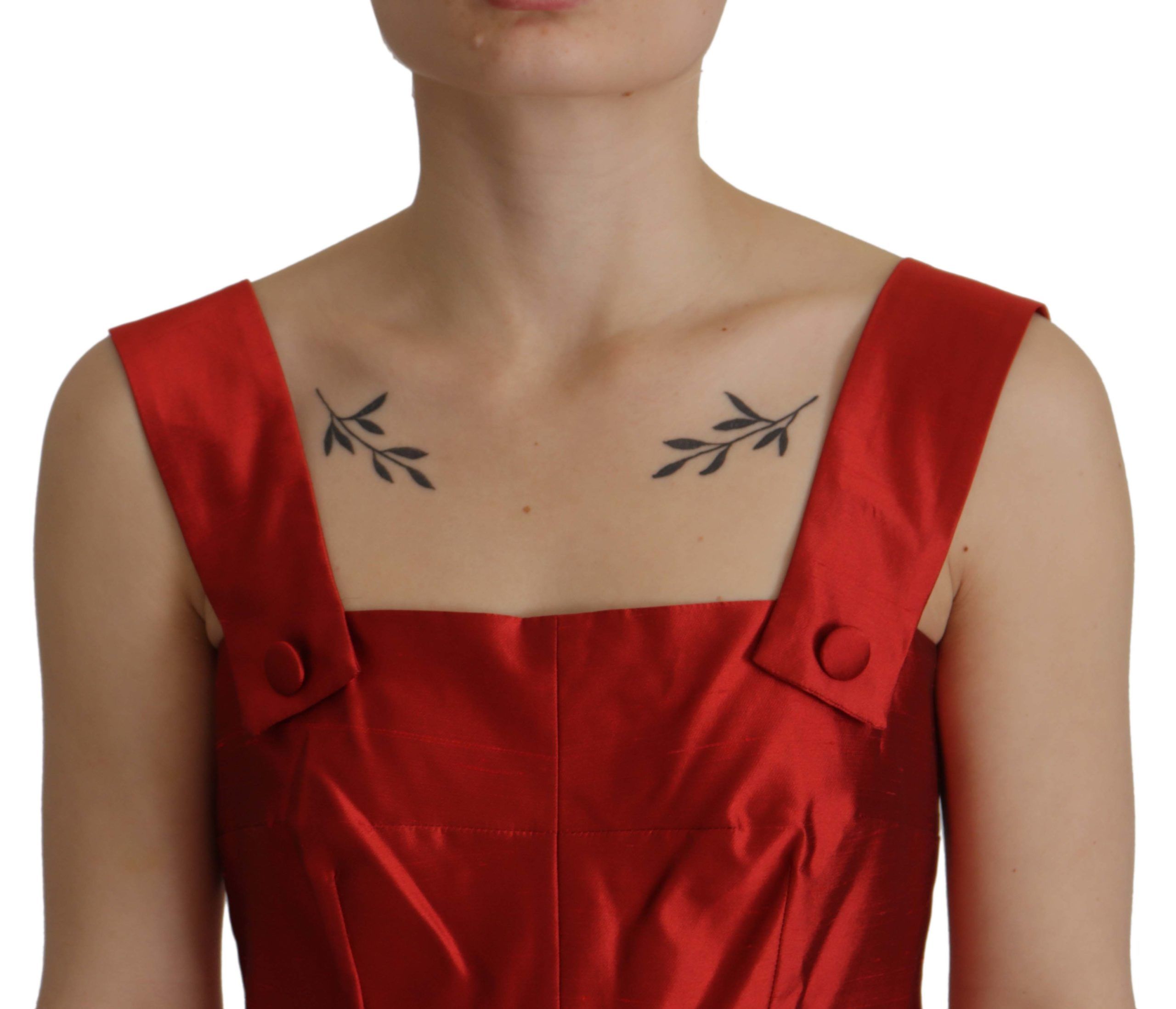 Dolce &amp; Gabbana Red A-line Pleated Satin Silk Dress