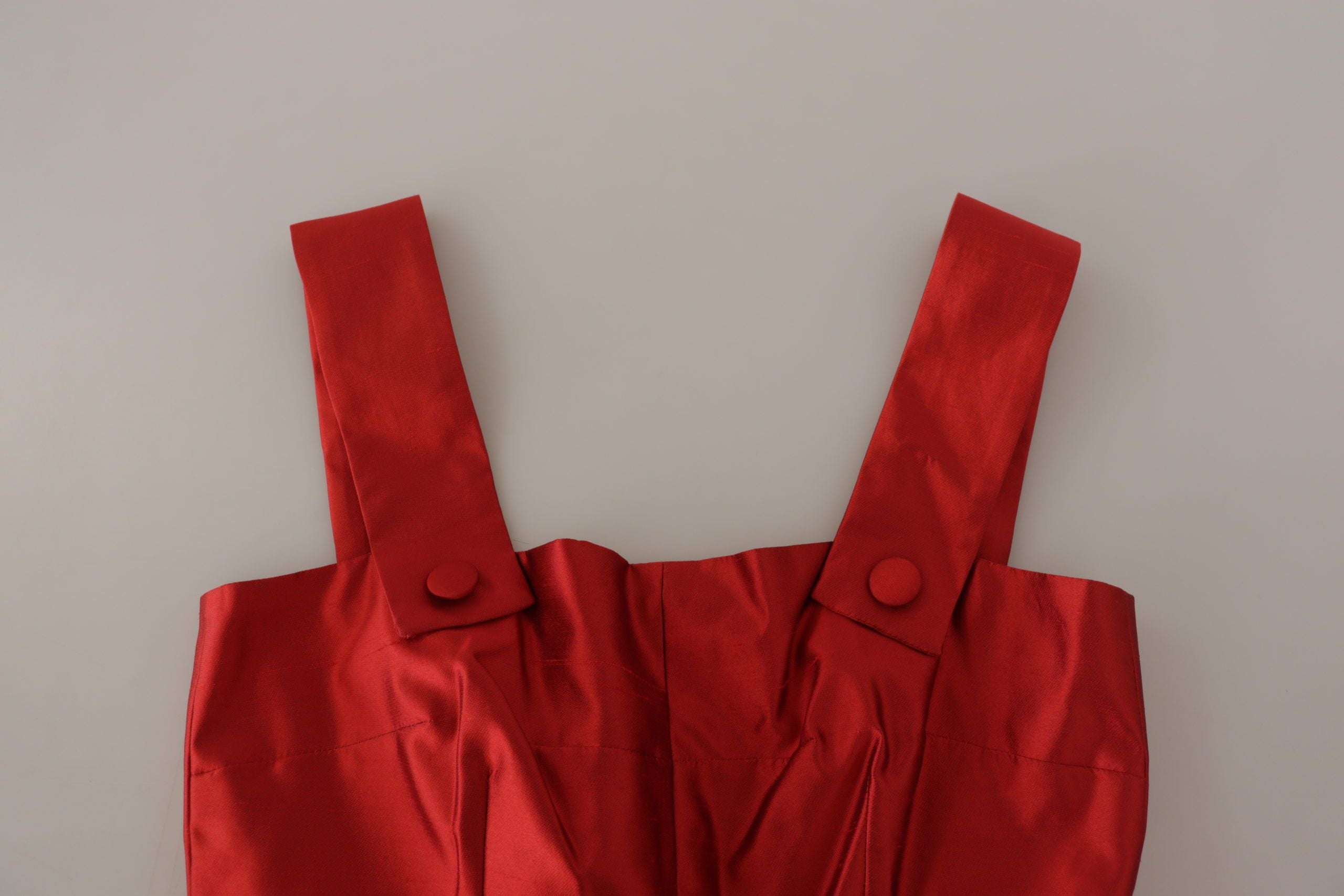 Dolce &amp; Gabbana Red A-line Pleated Satin Silk Dress