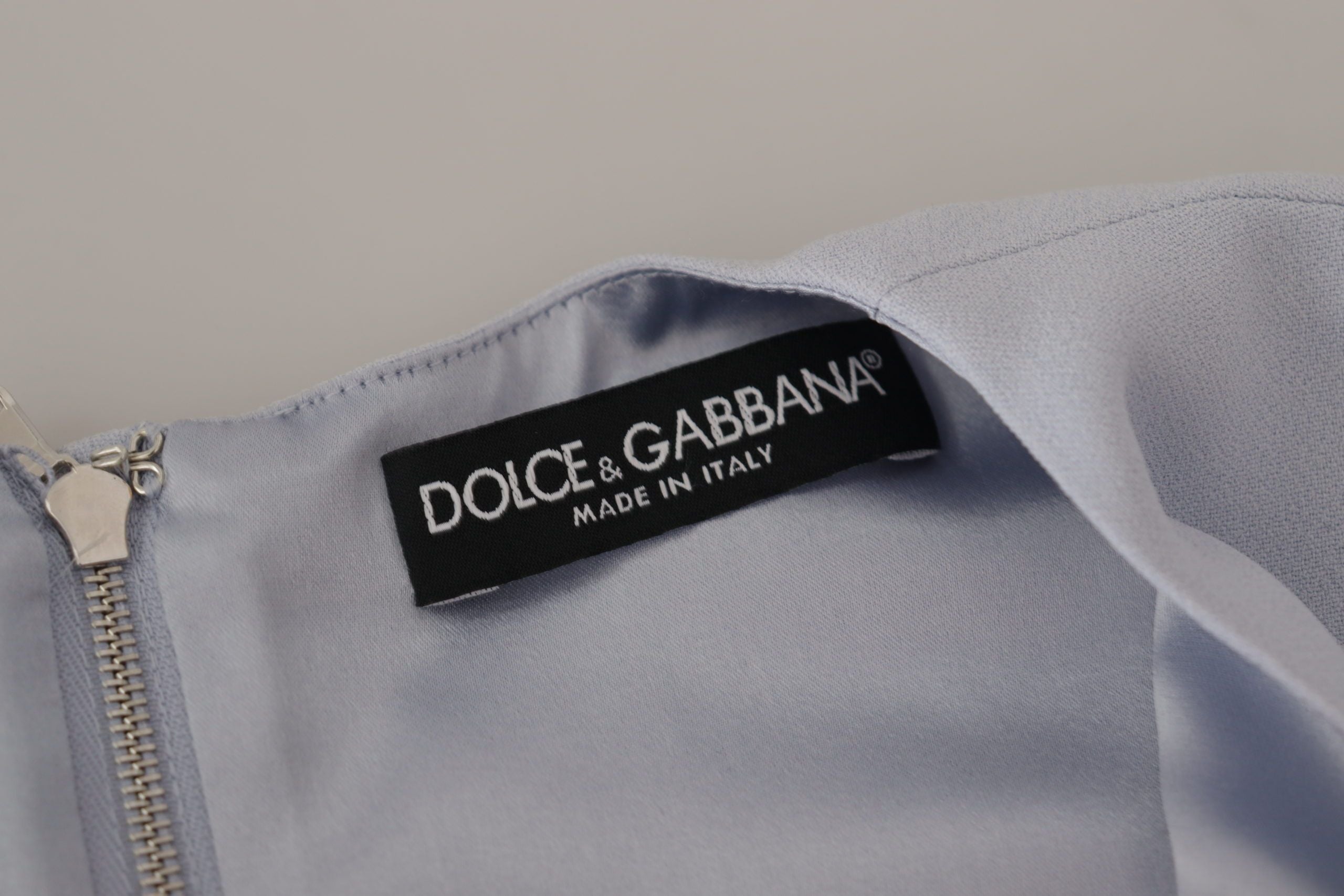 Dolce &amp; Gabbana Blue Floral Applique Midi Viscose Dress