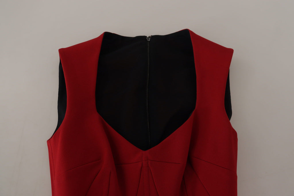 Dolce &amp; Gabbana Red Sweetheart Neck Bodycon Midi Dress
