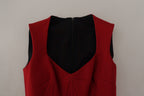 Dolce &amp; Gabbana Red Sweetheart Neck Bodycon Midi Dress