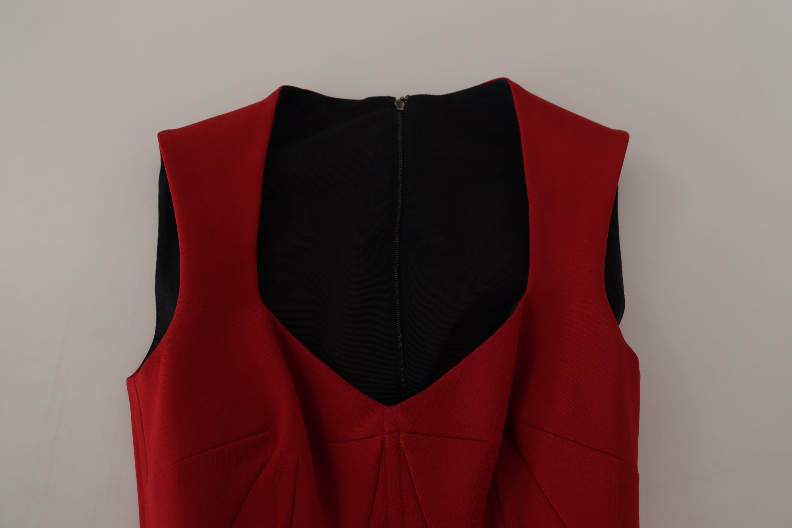 Dolce &amp; Gabbana Red Sweetheart Neck Bodycon Midi Dress