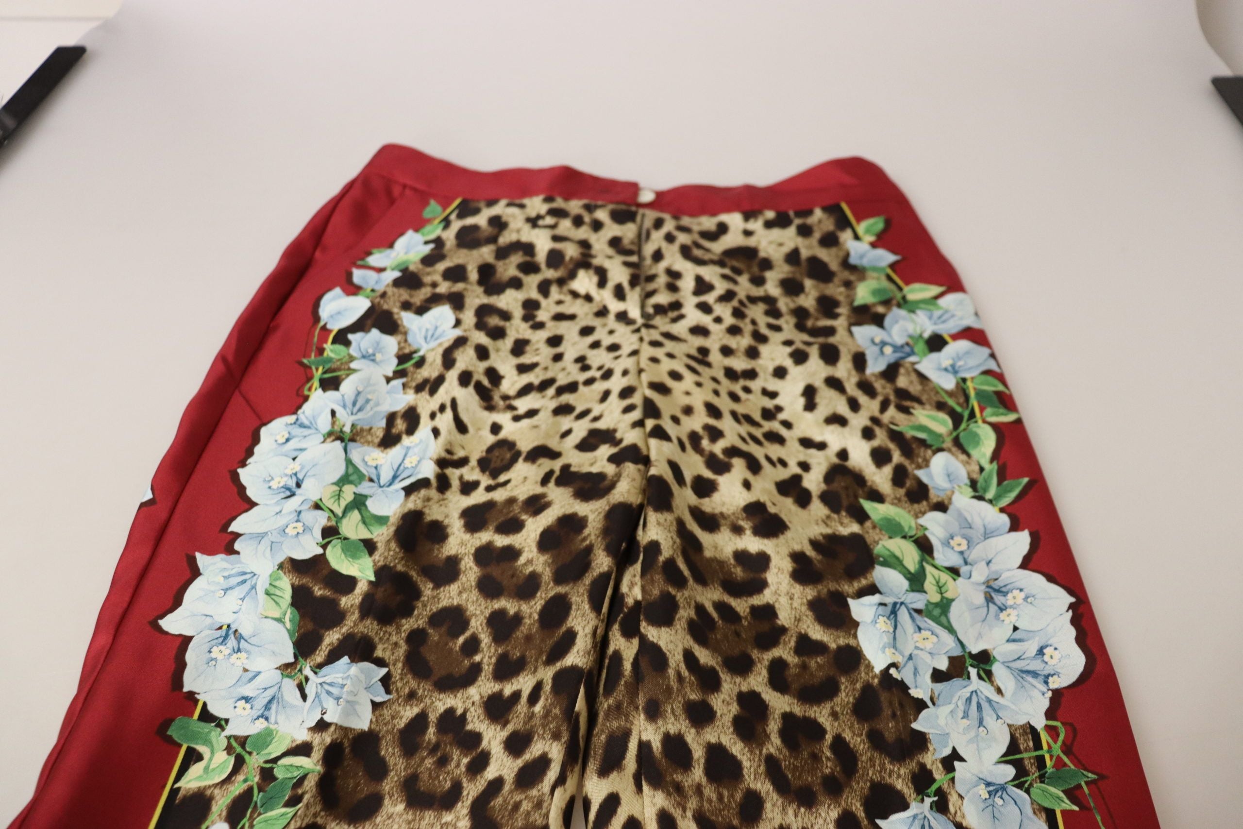 Dolce &amp; Gabbana Multicolor Leopard Flora Printed Mid Waist Trouser Pants