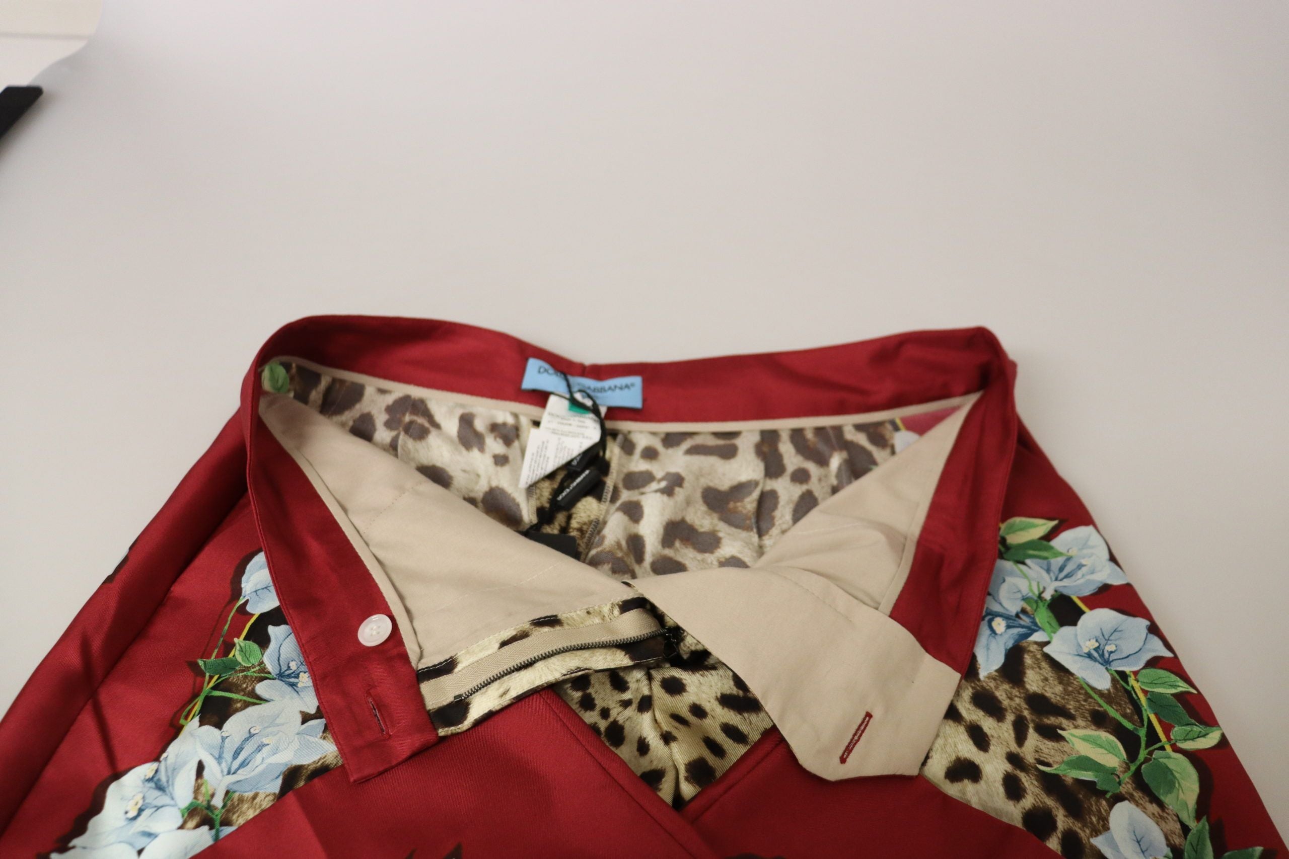 Dolce &amp; Gabbana Multicolor Leopard Flora Printed Mid Waist Trouser Pants