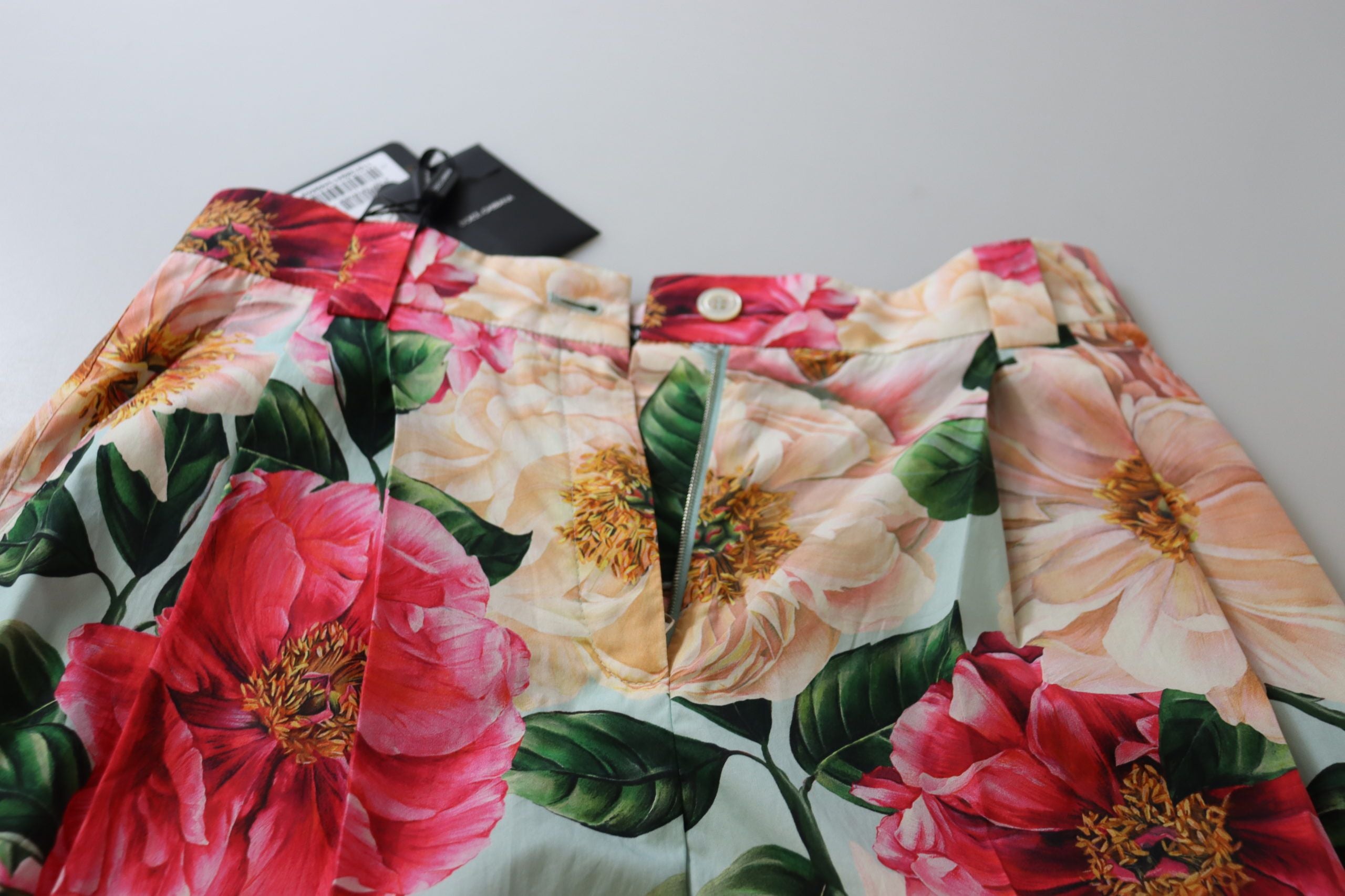 Dolce &amp; Gabbana Multicolor Flora Printed High Waist Cropped Trouser Pants