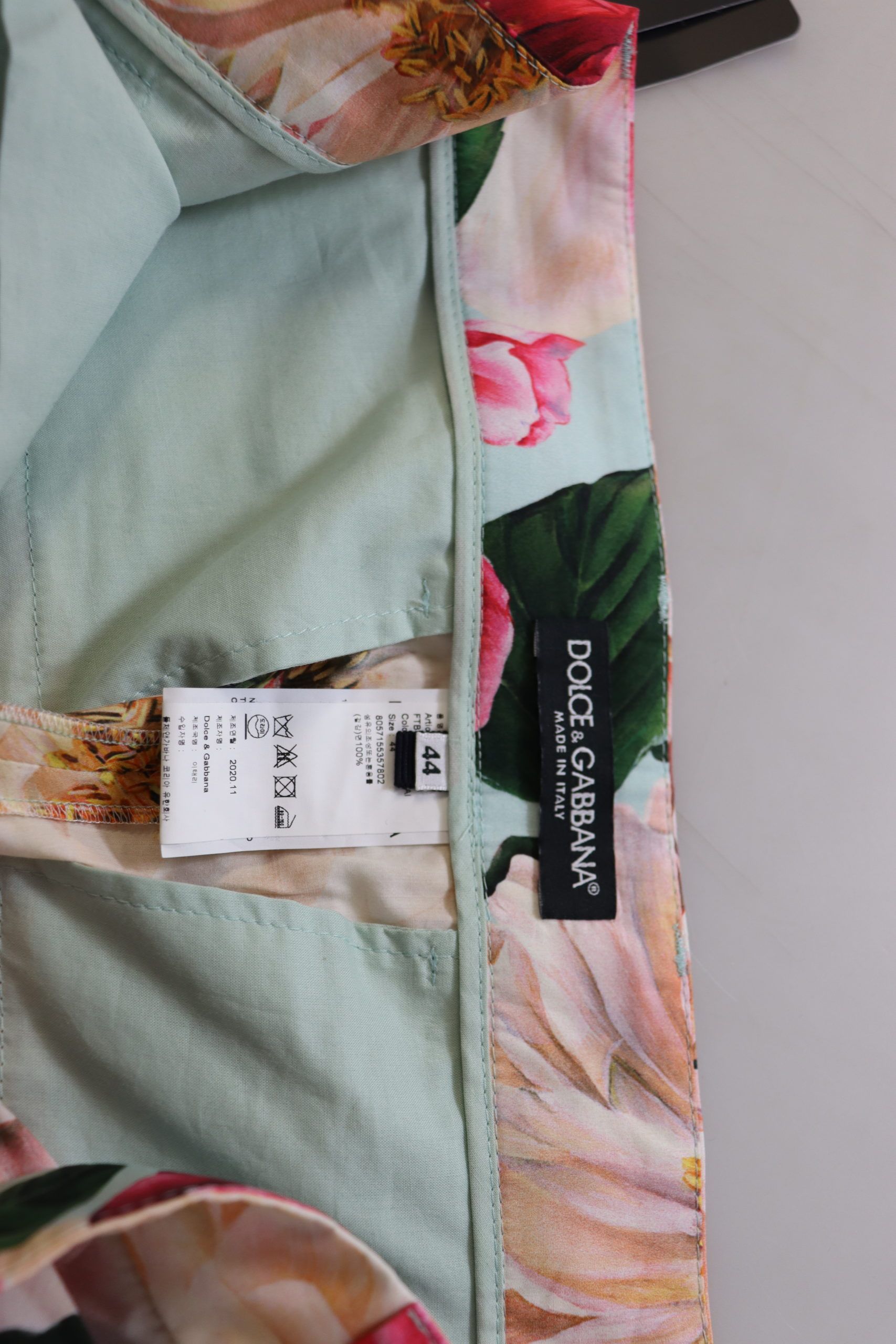 Dolce &amp; Gabbana Multicolor Flora Printed High Waist Cropped Trouser Pants