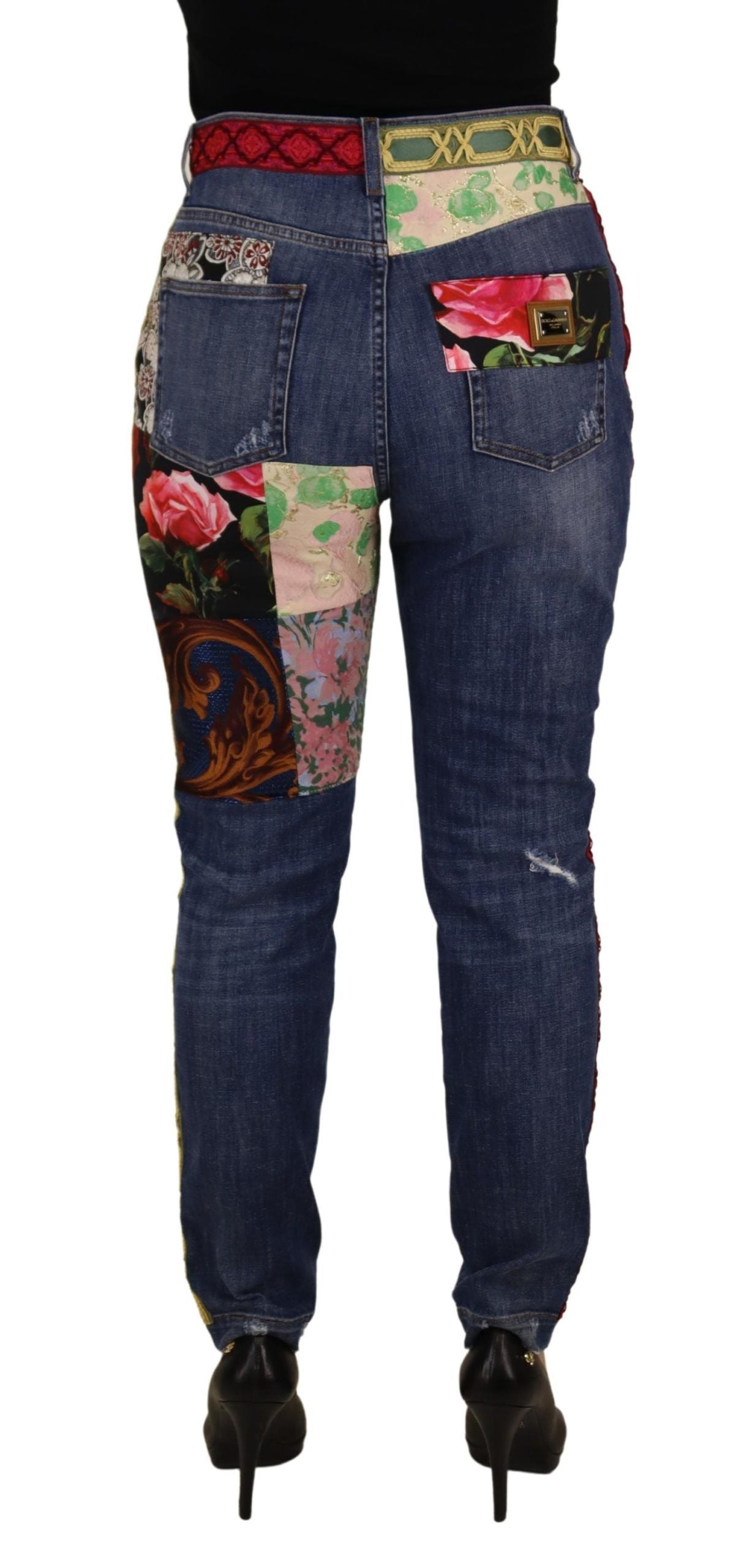 Dolce &amp; Gabbana Blue Patchwork High Waist Denim Jeans