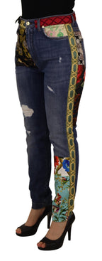 Dolce &amp; Gabbana Blue Patchwork High Waist Denim Jeans