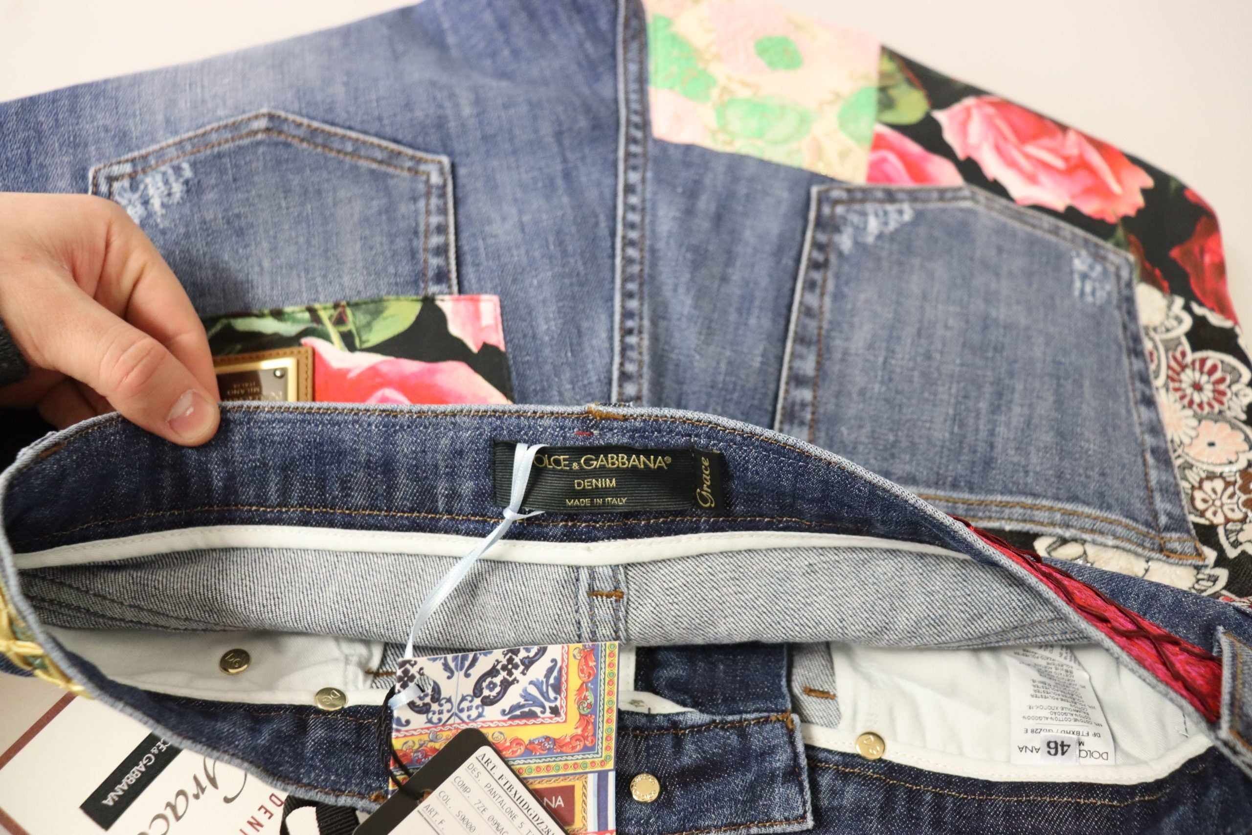 Dolce &amp; Gabbana Blue Patchwork High Waist Denim Jeans