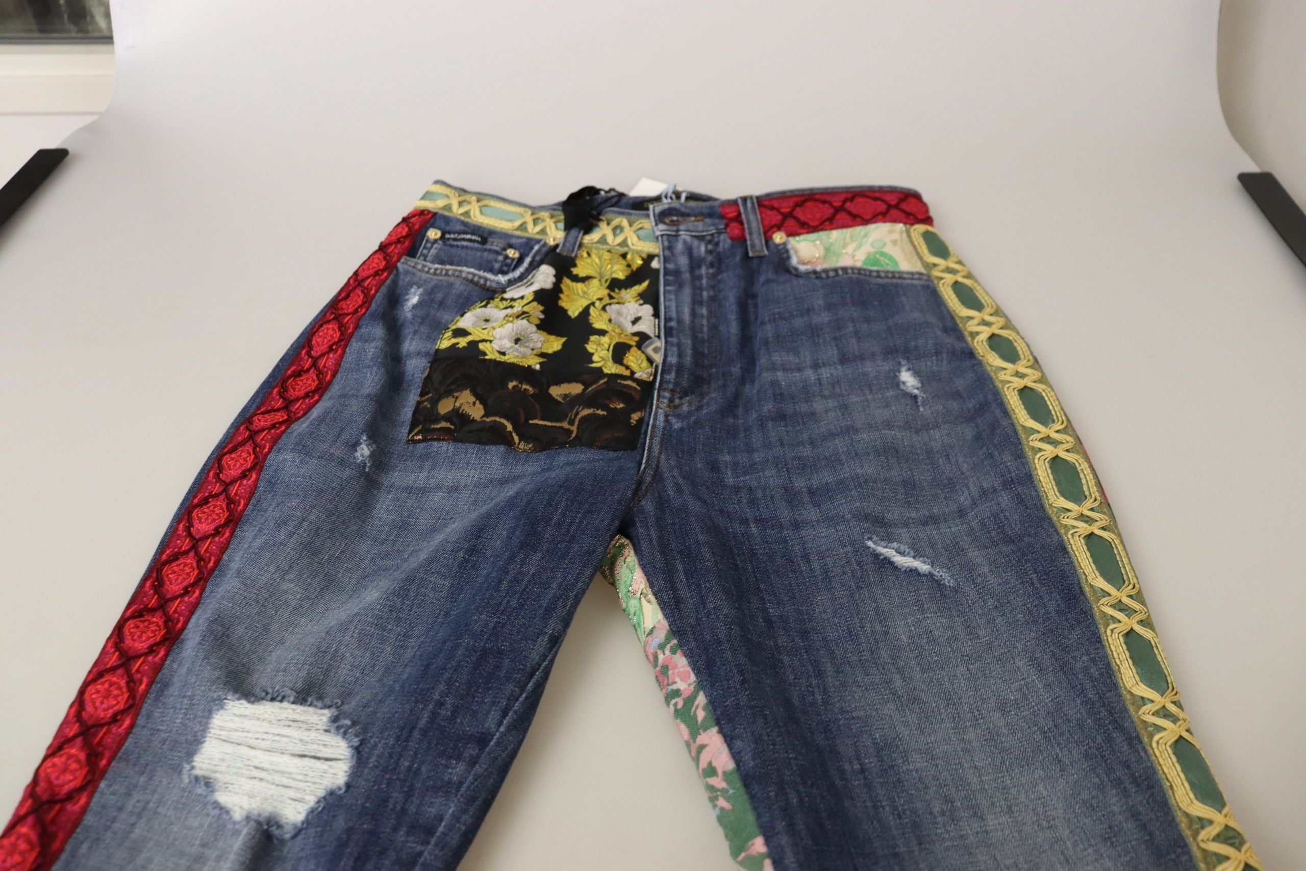 Dolce &amp; Gabbana Blue Patchwork High Waist Denim Jeans
