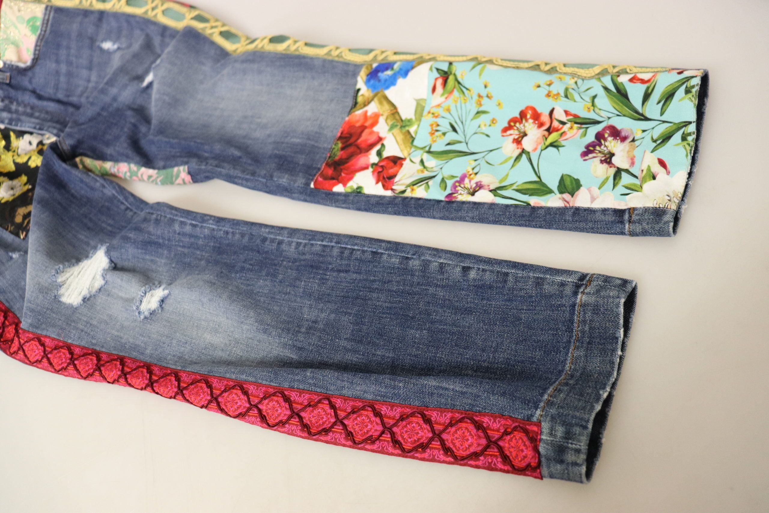 Dolce &amp; Gabbana Blue Patchwork High Waist Denim Jeans