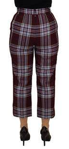 Dolce &amp; Gabbana Gray Checked High Waist Cropped Trouser Pants