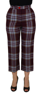 Dolce &amp; Gabbana Gray Checked High Waist Cropped Trouser Pants