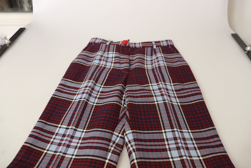 Dolce &amp; Gabbana Gray Checked High Waist Cropped Trouser Pants