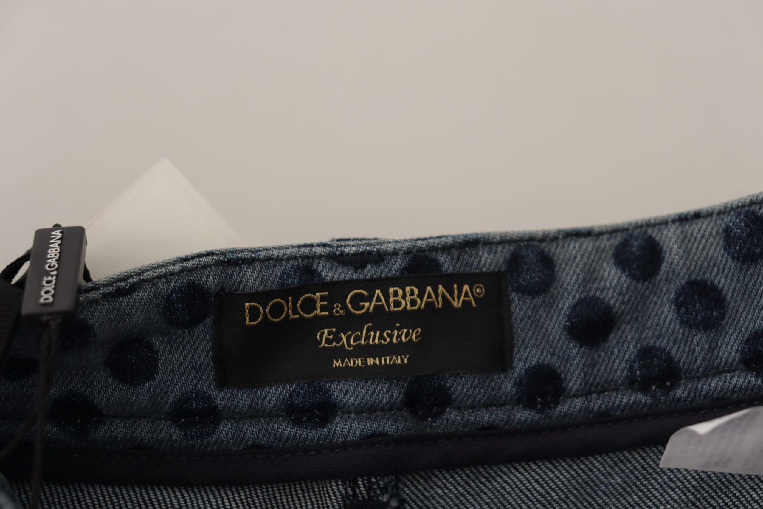 Dolce &amp; Gabbana Blue Floral High Waist Skinny Denim Jeans