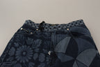 Dolce &amp; Gabbana Blue Floral High Waist Skinny Denim Jeans