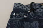 Dolce &amp; Gabbana Blue Floral High Waist Skinny Denim Jeans