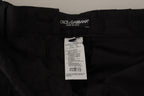Dolce &amp; Gabbana Black Brocade Cropped High Waist Pants