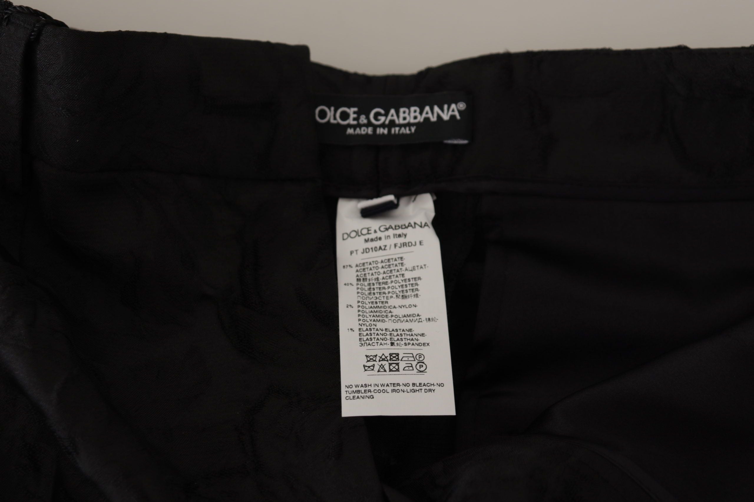Dolce &amp; Gabbana Black Brocade Cropped High Waist Pants