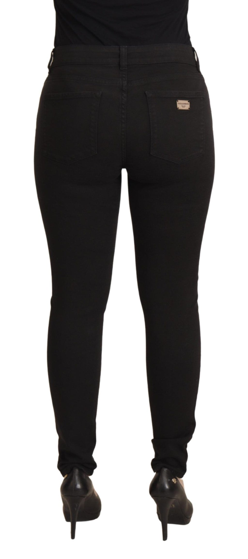 Dolce &amp; Gabbana Black Mid Waist Skinny Denim Cotton Jeans