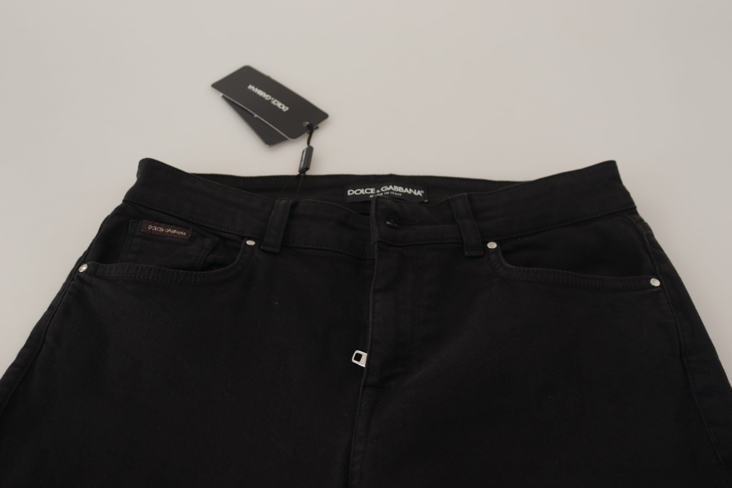 Dolce &amp; Gabbana Black Mid Waist Skinny Denim Cotton Jeans