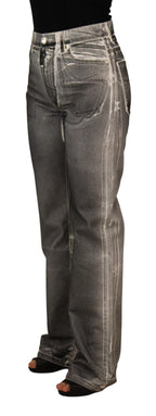 Dolce &amp; Gabbana Gray Washed High Waist Denim Pants Cotton Jeans
