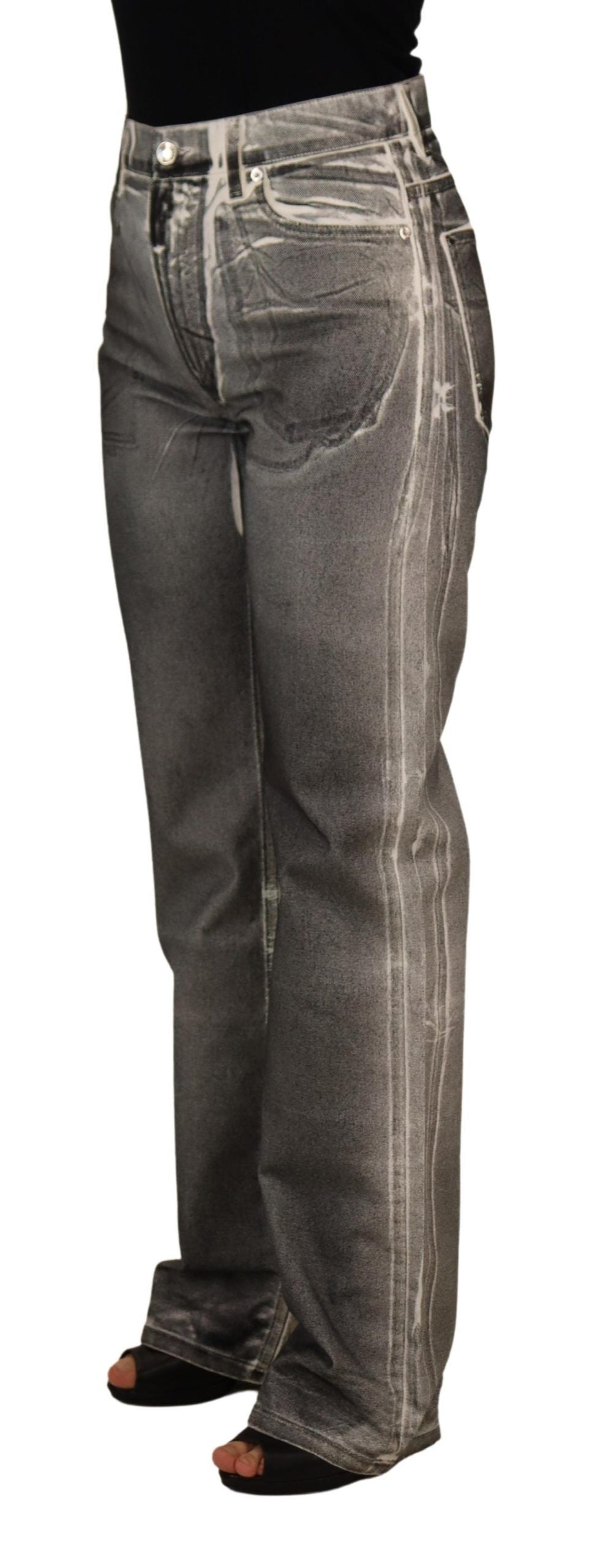 Dolce &amp; Gabbana Gray Washed High Waist Denim Pants Cotton Jeans
