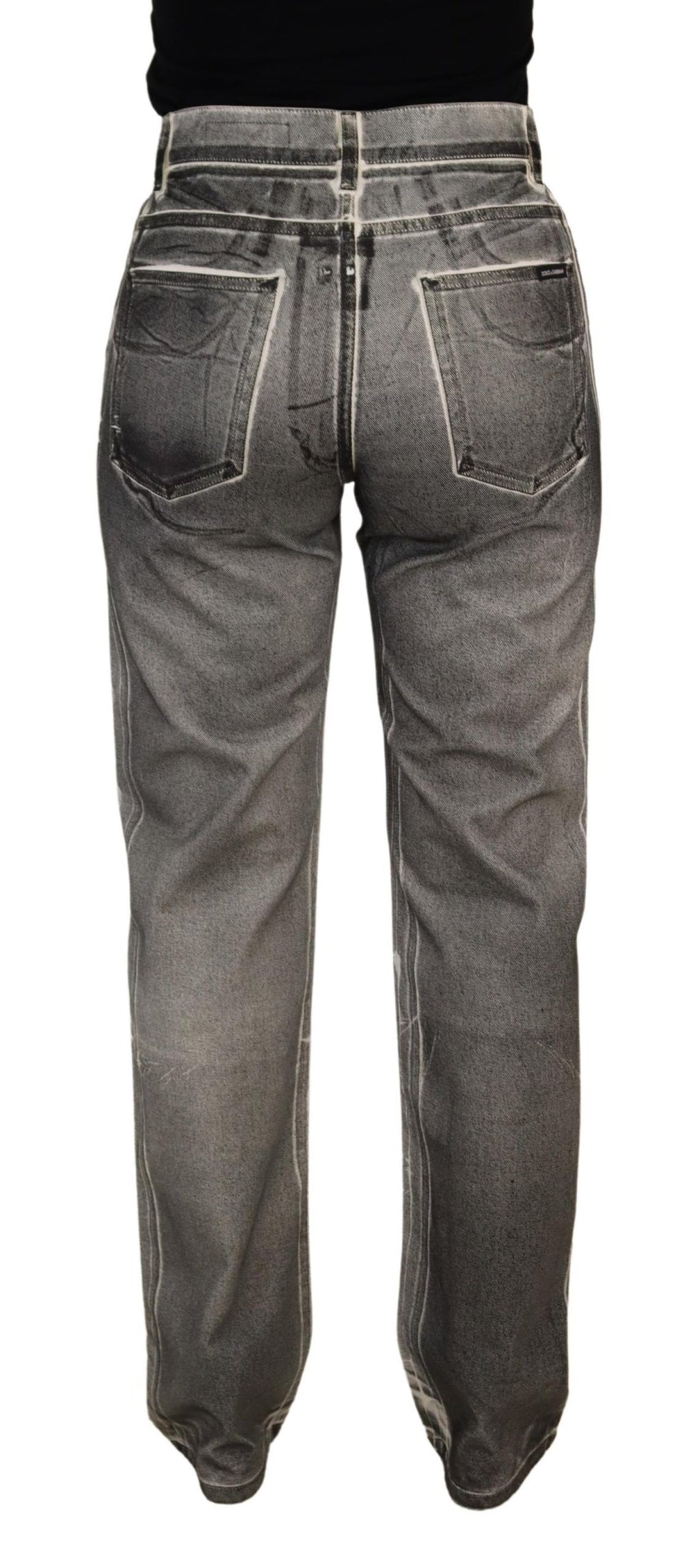 Dolce &amp; Gabbana Gray Washed High Waist Denim Pants Cotton Jeans