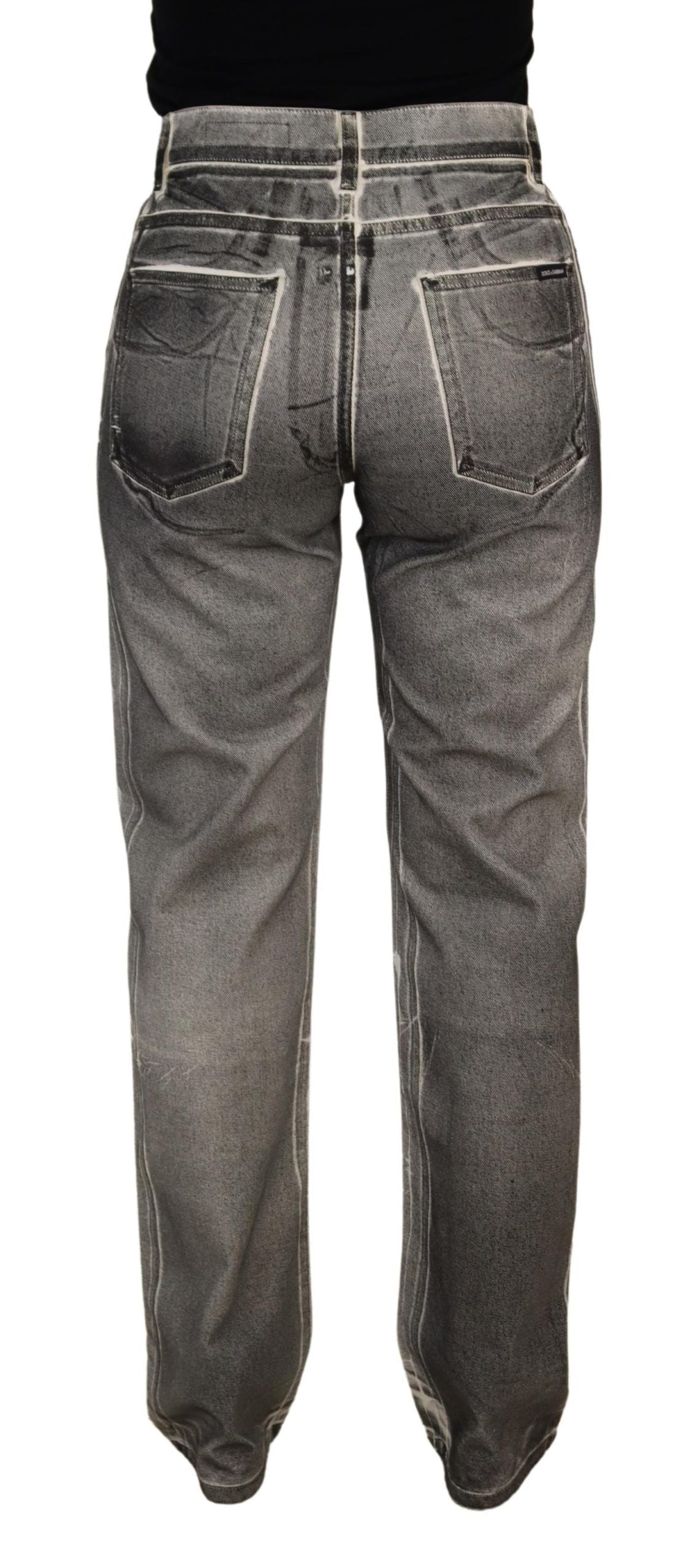 Dolce &amp; Gabbana Gray Washed High Waist Denim Pants Cotton Jeans