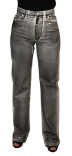 Dolce &amp; Gabbana Gray Washed High Waist Denim Pants Cotton Jeans