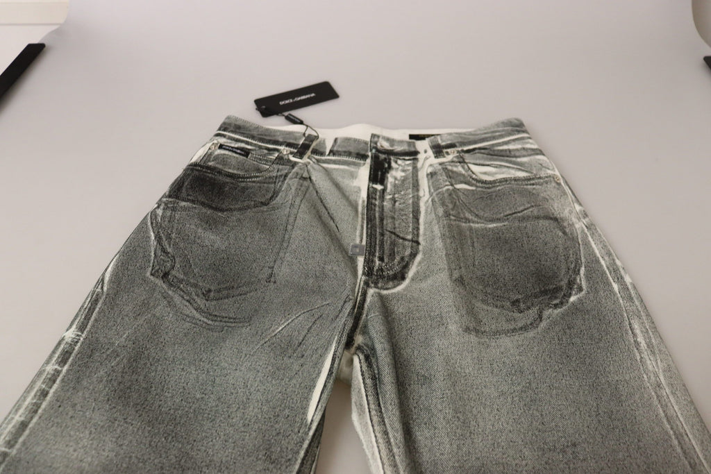 Dolce &amp; Gabbana Gray Washed High Waist Denim Pants Cotton Jeans