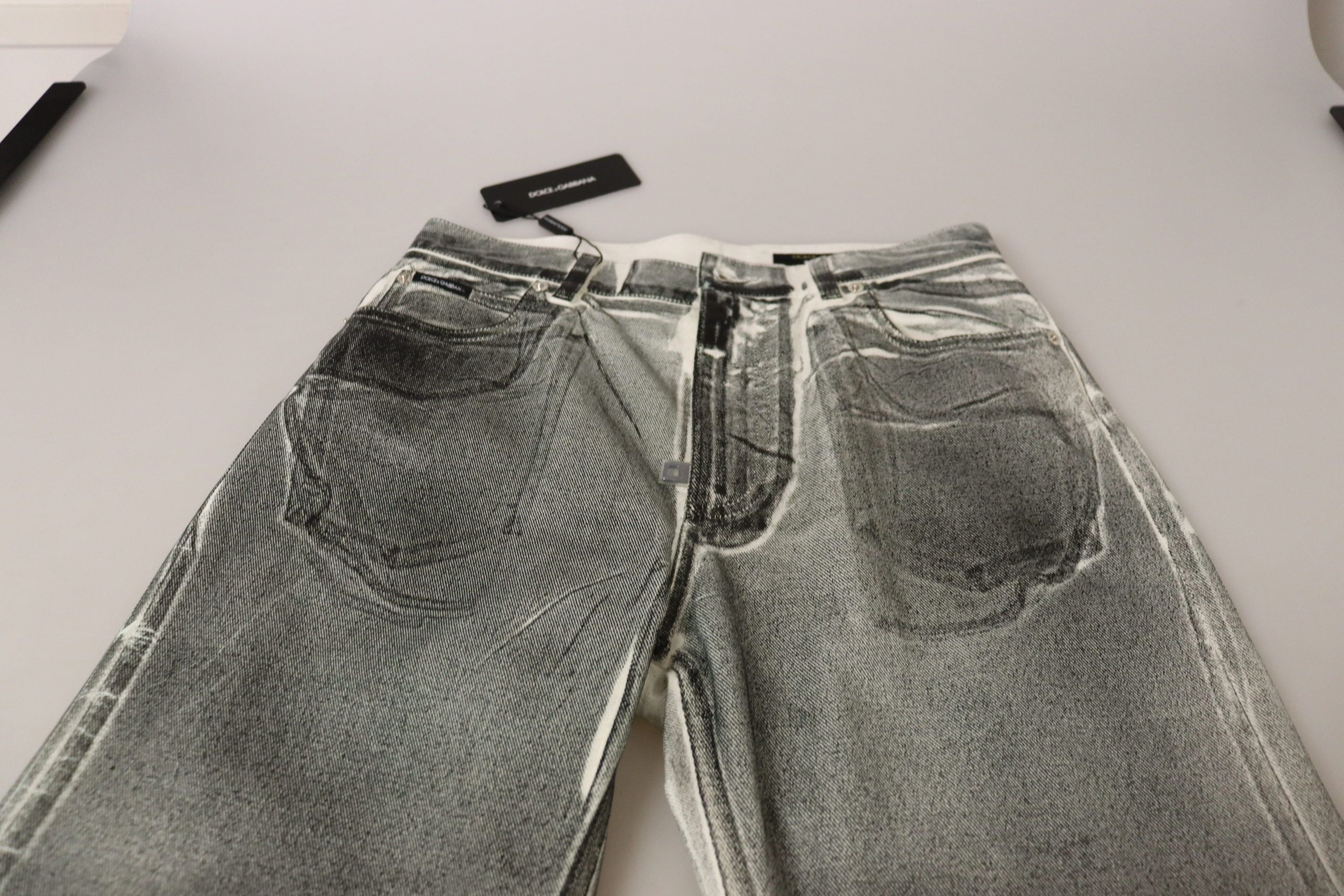 Dolce &amp; Gabbana Gray Washed High Waist Denim Pants Cotton Jeans
