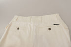 Dolce &amp; Gabbana White High Waist Tapered Women Cotton Pants